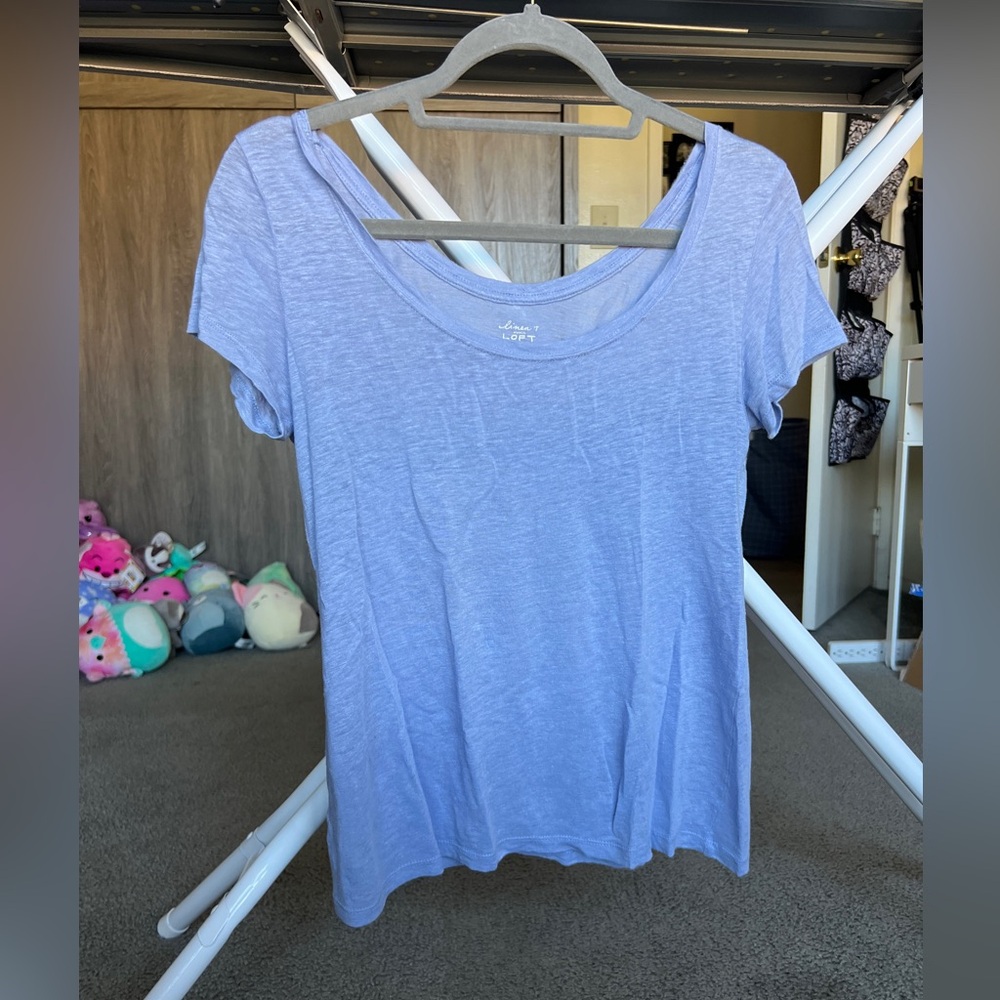 ANN TAYLOR LOFT BLUE SHORT SLEEVE TOP